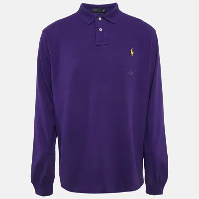 Pre-owned Polo Ralph Lauren Chalet Purple Cotton Long Sleeve Polo T-shirt Xl