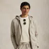 Polo Ralph Lauren Chalk-stripe Luxury Jersey Hoodie In Tuscan Beige/chalk