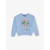 Polo Ralph Lauren Chambray Blue Boys' Bear Crewneck Cotton-blend Sweatshirt Xl In Blue
