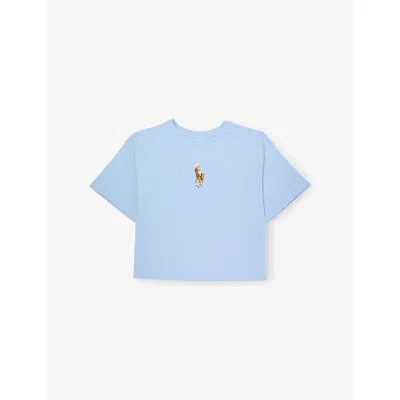 Polo Ralph Lauren Kids' Chambray Blue Boys' Brand-embroidery Crewneck Cotton-jersey T-shirt Xl
