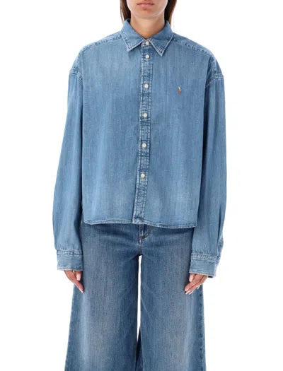 Polo Ralph Lauren Logo-embroidered Denim Shirt In Blue