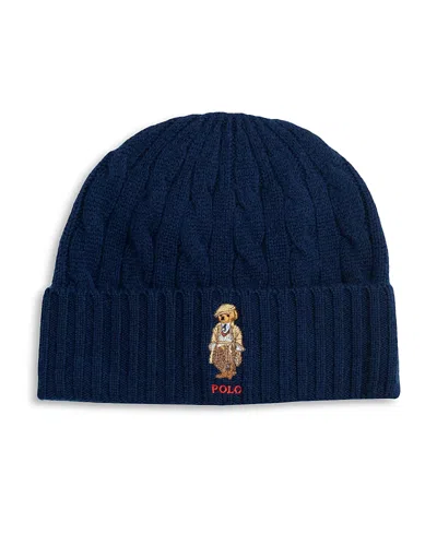 Polo Ralph Lauren Charles Bear Cable Beanie In Blue