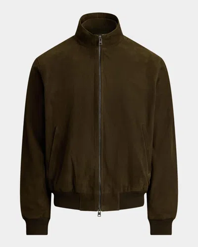 Polo Ralph Lauren Charleton Suede Bomber Jacket In Myrtle Green