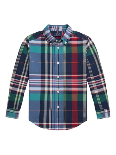 Polo Ralph Lauren Kids' Check Button-up Shirt In Blue
