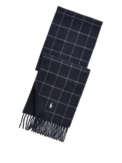 Polo Ralph Lauren Check Embroidered Scarf In Blue