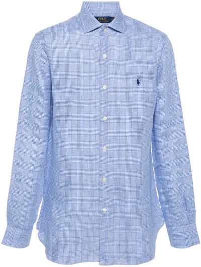Polo Ralph Lauren Check-pattern Linen Shirt In Blue