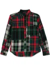 Polo Ralph Lauren Patchwork Design Long Sleeve Shirt In Blue