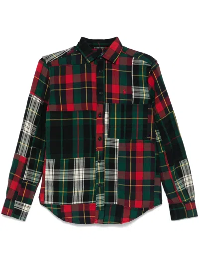 Polo Ralph Lauren Patchwork Design Long Sleeve Shirt In Multi
