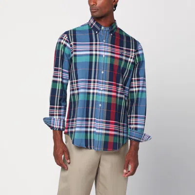 Polo Ralph Lauren Check Pattern Shirt Custom-fit In Blue