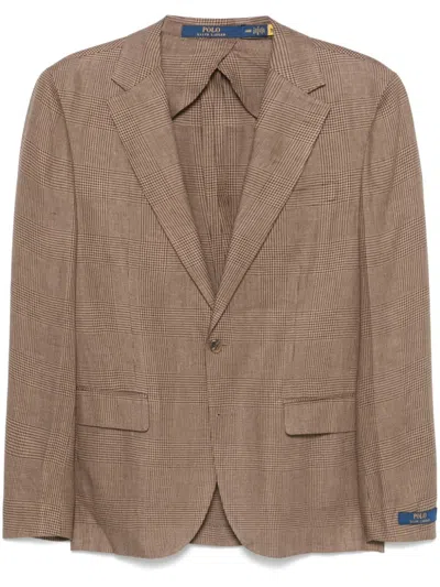 Polo Ralph Lauren Checked Blazer In Brown