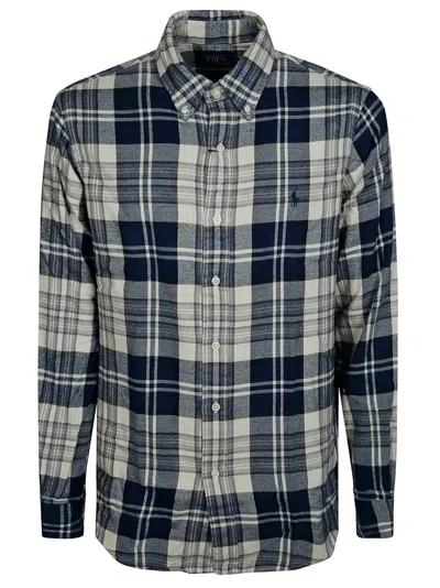 Polo Ralph Lauren Checked Button In Blue