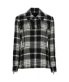 Polo Ralph Lauren Goleta Fringed Checked Wool-flannel Jacket In Black