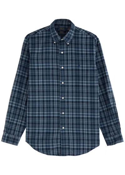 Polo Ralph Lauren Checked Cotton-blend Shirt In Blue