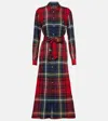 Polo Ralph Lauren Belted Plaid Cotton-blend Dress In Brown