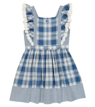 Polo Ralph Lauren Kids' Checked Cotton Dress In Deckwash White/blue