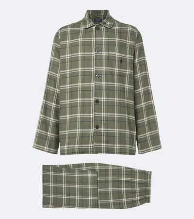 Polo Ralph Lauren Checked Cotton Flannel Pajamas In Green