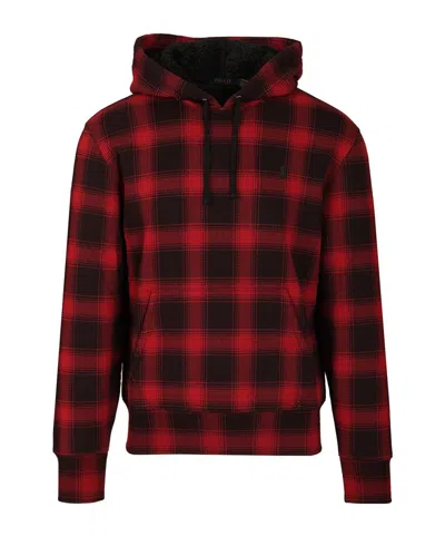 Polo Ralph Lauren Checked Fleece Hoodie Sweatshirts Red