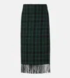 Polo Ralph Lauren Checked Fringed Wool-blend Wrap Skirt In Green