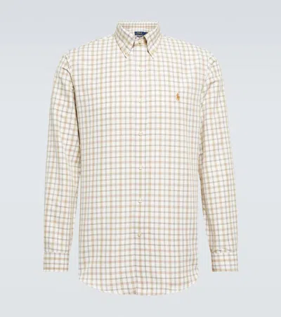 Polo Ralph Lauren Checked Gauze Shirt In 6103 White/khaki Multi