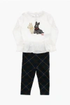Polo Ralph Lauren Checked Leggings And Long Sleeve T-shirts Set In White
