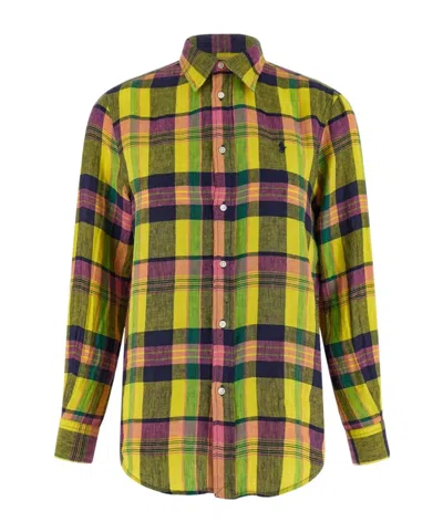 Polo Ralph Lauren Checked Linen Shirt In Black