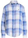 Polo Ralph Lauren Kariertes Leinenhemd In Blau