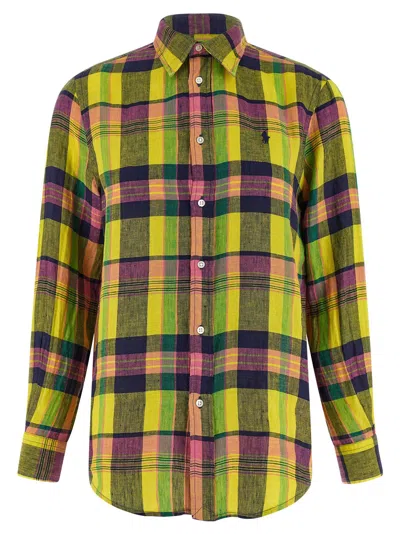 Polo Ralph Lauren Checked Linen Shirt In Yellow