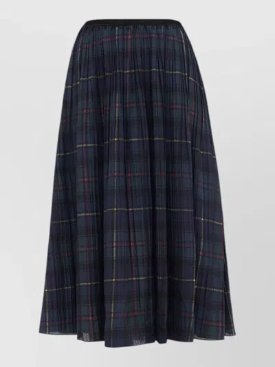 Polo Ralph Lauren Checked Midi Skirt Pleated Design In Blue