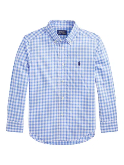 Polo Ralph Lauren Kids' Plaid Cotton Poplin Shirt In Blue,white