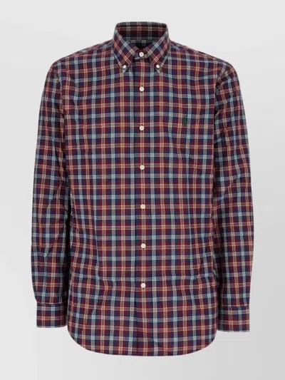 POLO RALPH LAUREN CHECKED POPLIN SHIRT FEATURING BUTTON-DOWN COLLAR