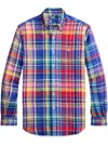 Polo Ralph Lauren Long-sleeved Check Pattern Shirt With Polo Pony Motif In Blue