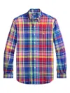 Polo Ralph Lauren Long-sleeved Check Pattern Shirt With Polo Pony Motif In Blue