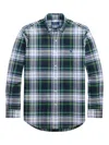 Polo Ralph Lauren Mens White/gree Checked Logo-embroidered Cotton Shirt In Multi