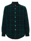 Polo Ralph Lauren Button-down Collar Logo-embroidered Checked Brushed-cotton Oxford Shirt In Green