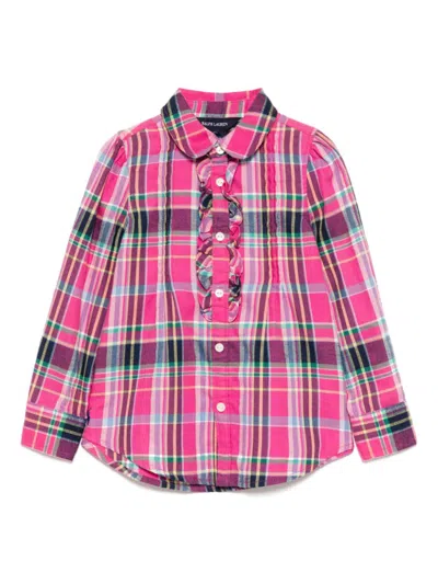 Polo Ralph Lauren Kids' Checked Shirt In Pink