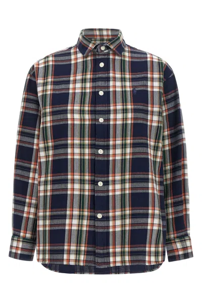 Polo Ralph Lauren Checked Shirt With Embroidered Logo In Blue