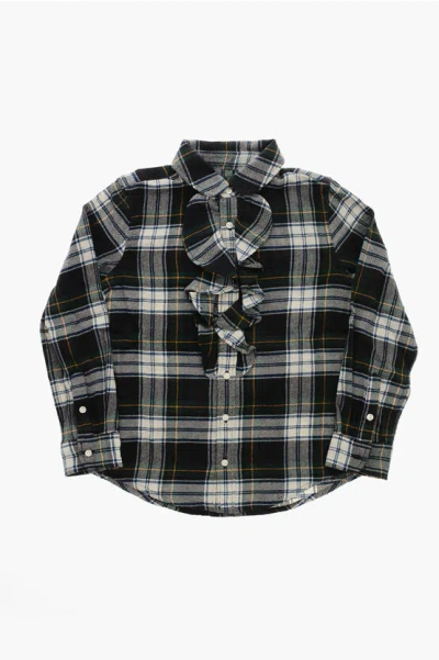 Polo Ralph Lauren Checked Shirt With Ruffled In Black