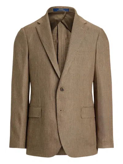 Polo Ralph Lauren Checked Single-breasted Blazer In Brown