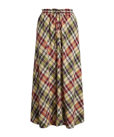 POLO RALPH LAUREN POLO RALPH LAUREN PLAID DRAWSTRING MAXI SKIRT