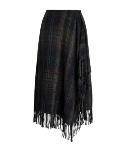 Polo Ralph Lauren Checked Tassel Skirt In Black