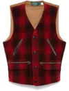 Polo Ralph Lauren Wool Check Gilet In Red
