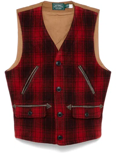 Polo Ralph Lauren Wool Check Gilet In Red