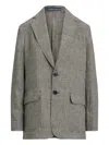 Polo Ralph Lauren Checkered Linen Blazer In Gray