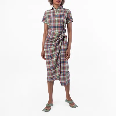 Polo Ralph Lauren Checkered Print Shirt Dress In Multi