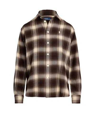 Polo Ralph Lauren Relaxed Fit Plaid Cotton Shirt In Brown/cream Multi