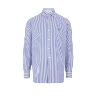 Polo Ralph Lauren Slim Fit Striped Shirt With Button-down Collar In Blue