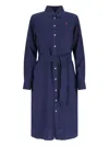 Polo Ralph Lauren Button-down Belted Shirtdress In Blue