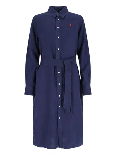 Polo Ralph Lauren Chemisier Midi Dress In Blue