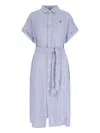 Polo Ralph Lauren Dress Waist Tie Striped Pattern In Blue