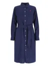 Polo Ralph Lauren Button-down Belted Shirtdress In Blue